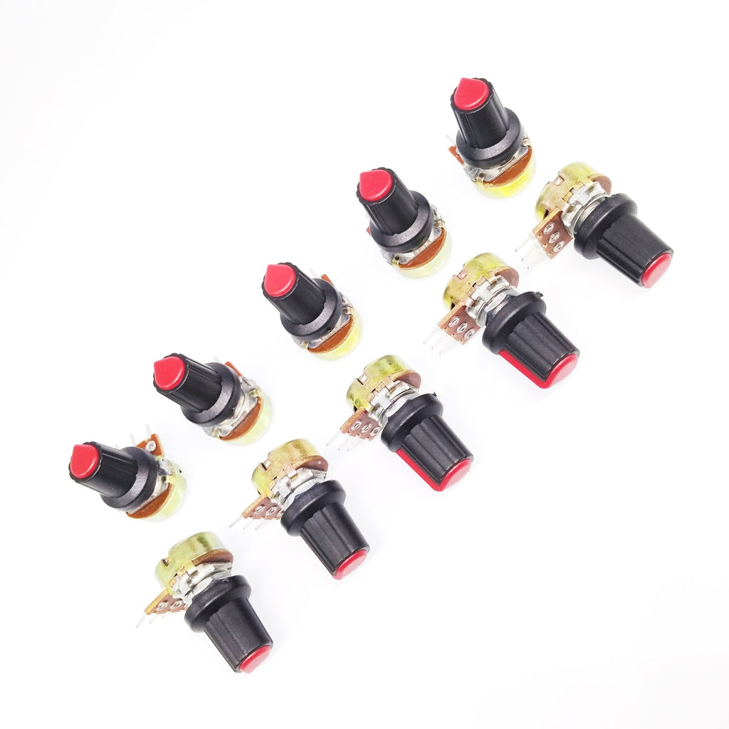 US Stock 10 Units 100K B100K OHM Linear Taper Rotary Potentiometer POT Red Knob