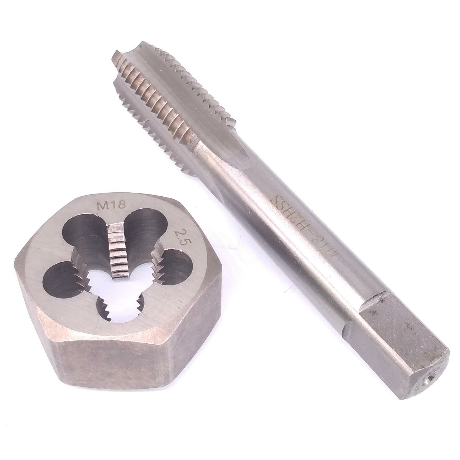 US Stock HSS M18 x 2.5mm Tap & 18x2.5mm Hexagon Die Metric Thread Right Hand Set