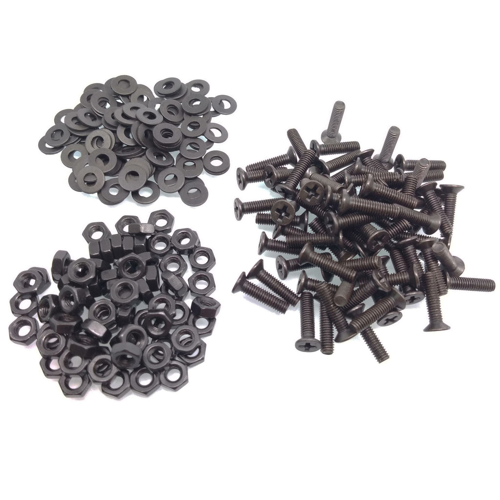 500pcs M3 x 12mm Flat Head Black Screws with Nuts Washers