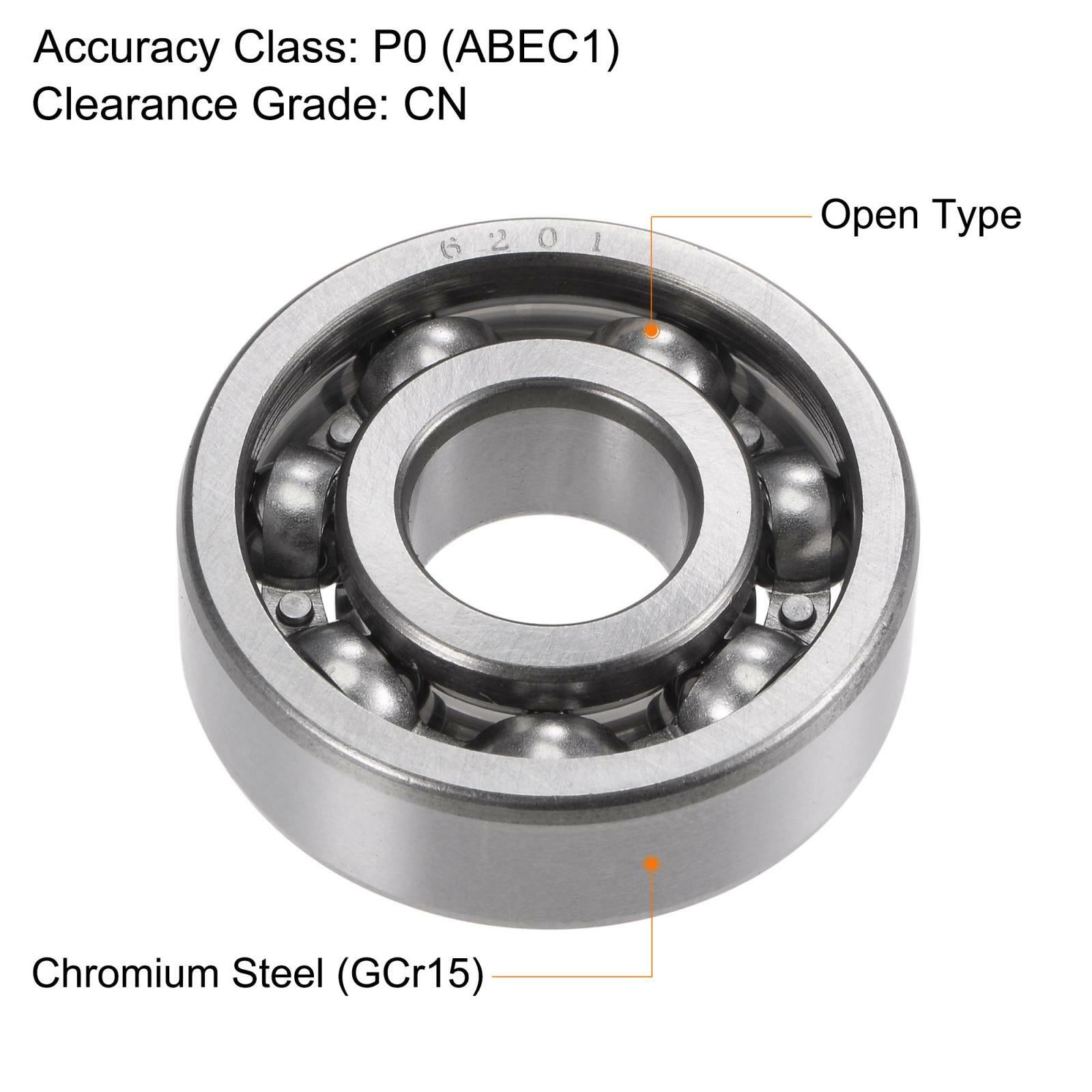 6201 Deep Groove Ball Bearings 12x32x10mm CN Open Type Chrome Steel