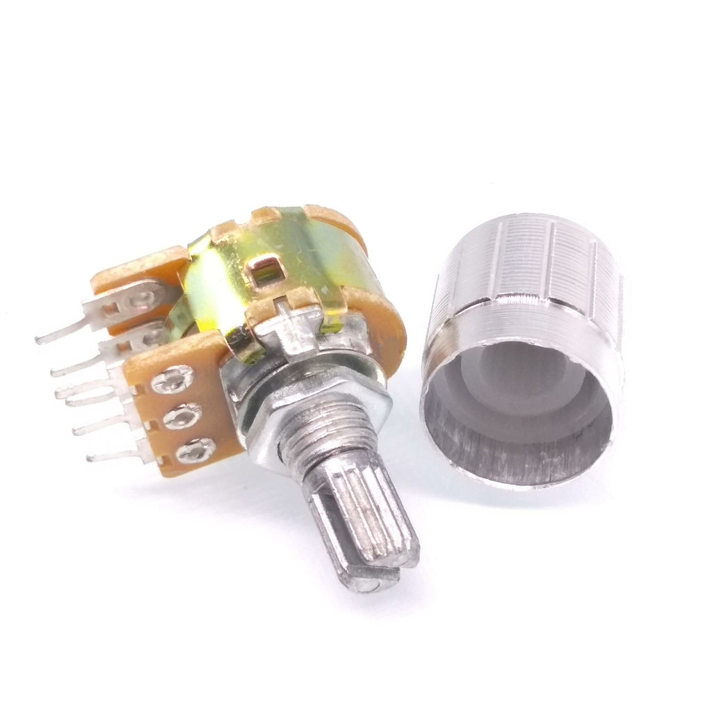 10 Units 1K B1K OHM Linear Taper Rotary Dual Potentiometer POT Silver Knob