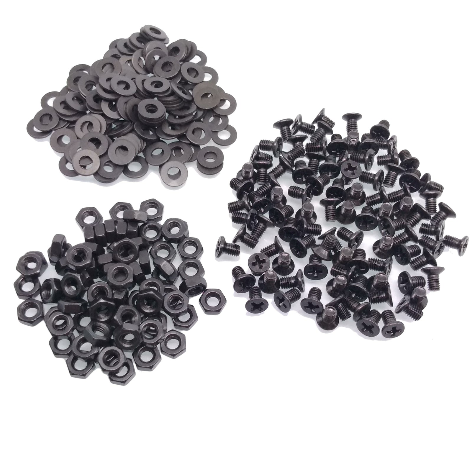 500pcs M3 x 5mm Flat Head Black Screws with Nuts Washers
