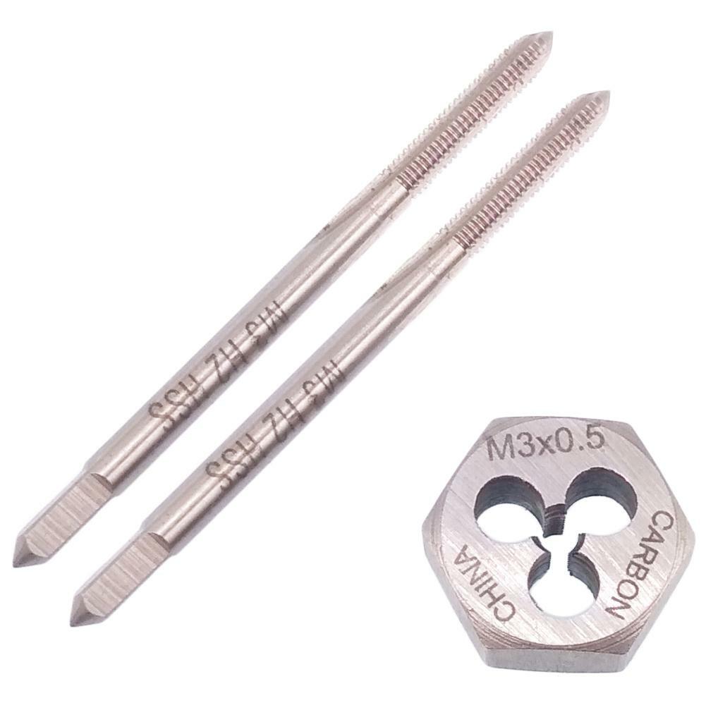 HSS M3 x 0.5mm Taper & Plug Tap & 3 x 0.5mm Hexagon Die Metric Thread Right Hand
