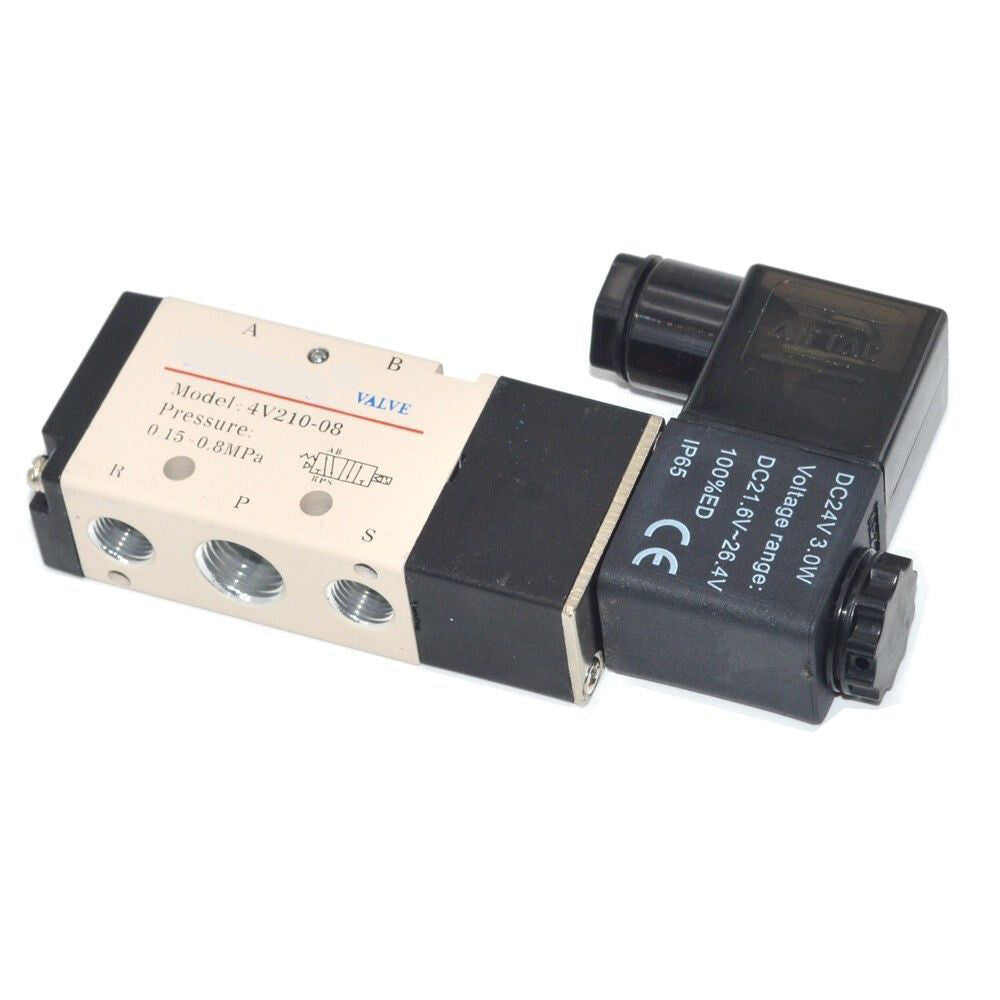AU Stock DC 24V Pneumatic Electric Solenoid Air Valve 5 Way 2 Position 4V210-08