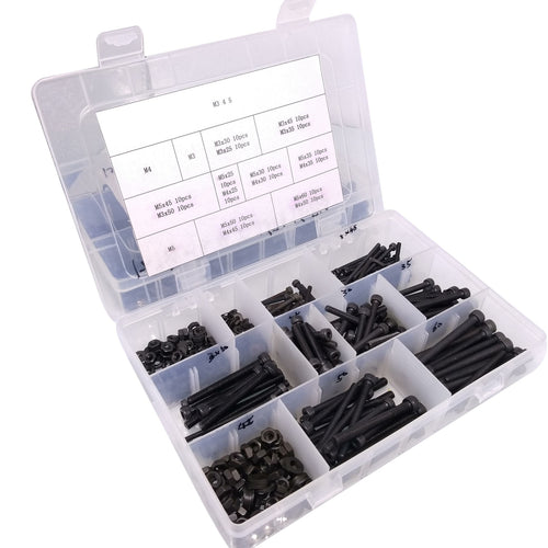 160x Socket Head Cap Screws Steel Allen Socket Nut Washer Wrench Assortment Kit