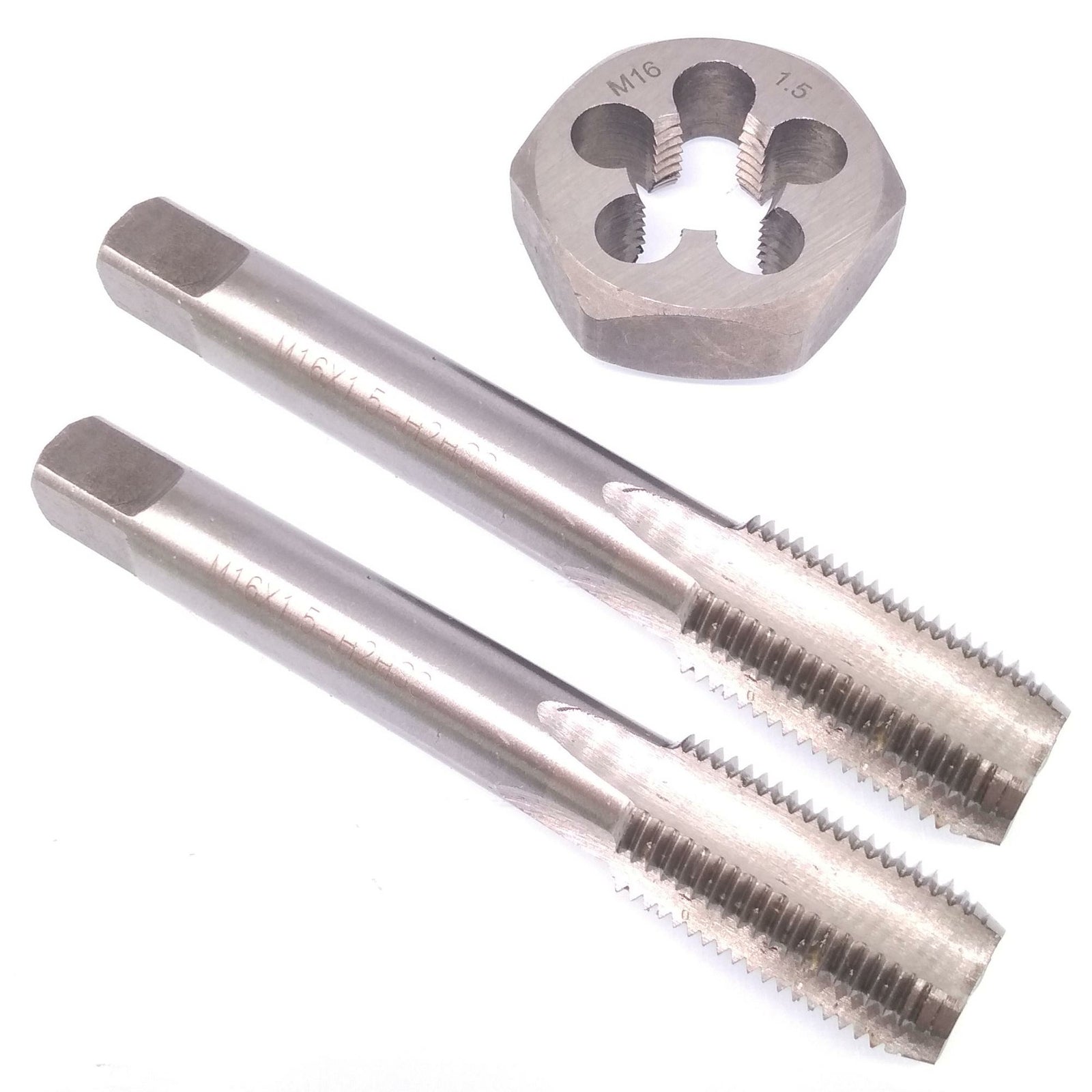 HSS M16 x 1.5mm Taper & Plug Tap & 16x1.5mm Hexagon Die Metric Thread Right Hand