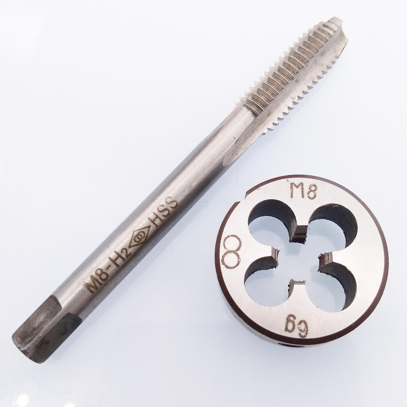 US Stock HSS M8 x 1.25mm Tap & M8 x 1.25mm Die Metric Thread Right Hand