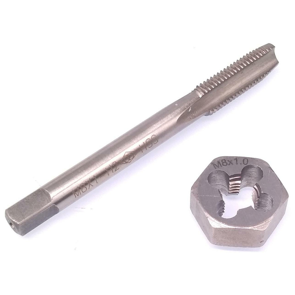 US Stock HSS M8 x 1mm Tap & M8 x 1mm Hexagon Die Metric Thread Right Hand Set
