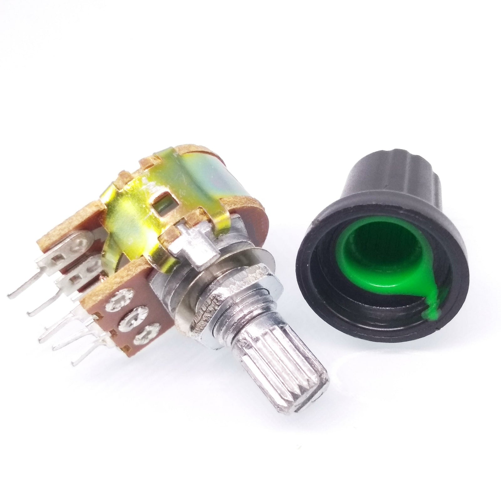 AU Stock 10 Units B50K OHM Linear Taper Rotary Dual Potentiometer POT Green Knob