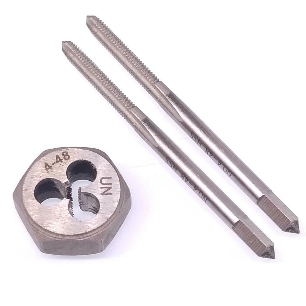 HSS 4-48 Taper & Plug Tap & 4-48 Hexagon Die Thread Right Hand Set