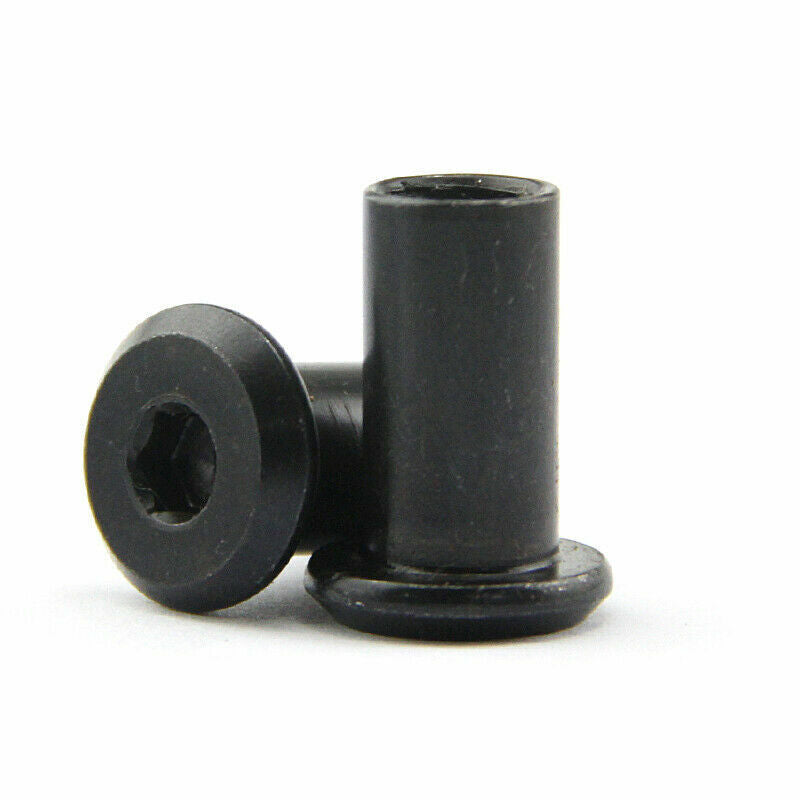 10x M6 x 20mm dia 8mm Black Steel Rivet Hex Socket Furniture Connector Cap Nuts
