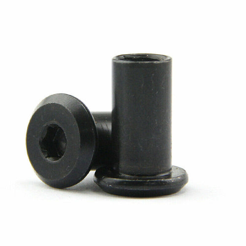 10x M6 x 20mm dia 8mm Black Steel Rivet Hex Socket Furniture Connector Cap Nuts