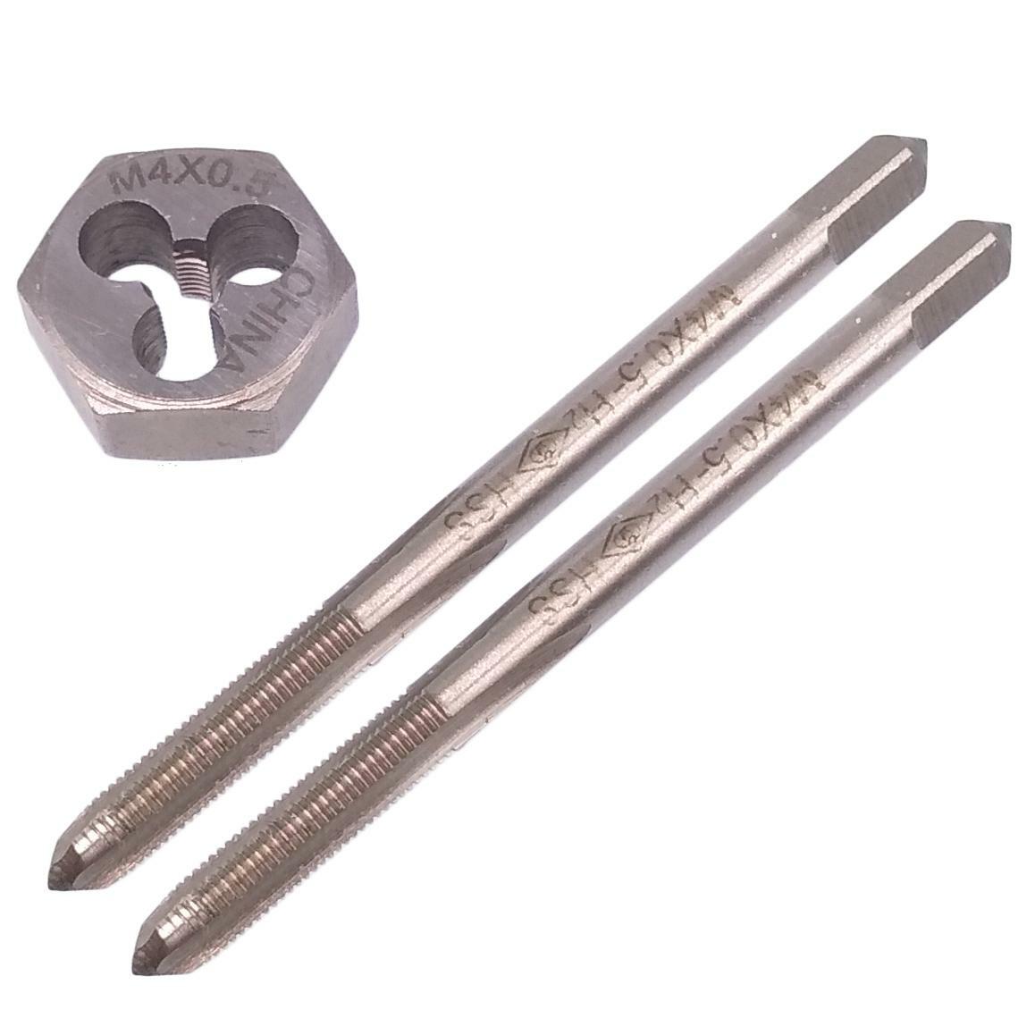HSS M4 x 0.5mm Taper & Plug Tap & 4 x 0.5mm Hexagon Die Metric Thread Right Hand