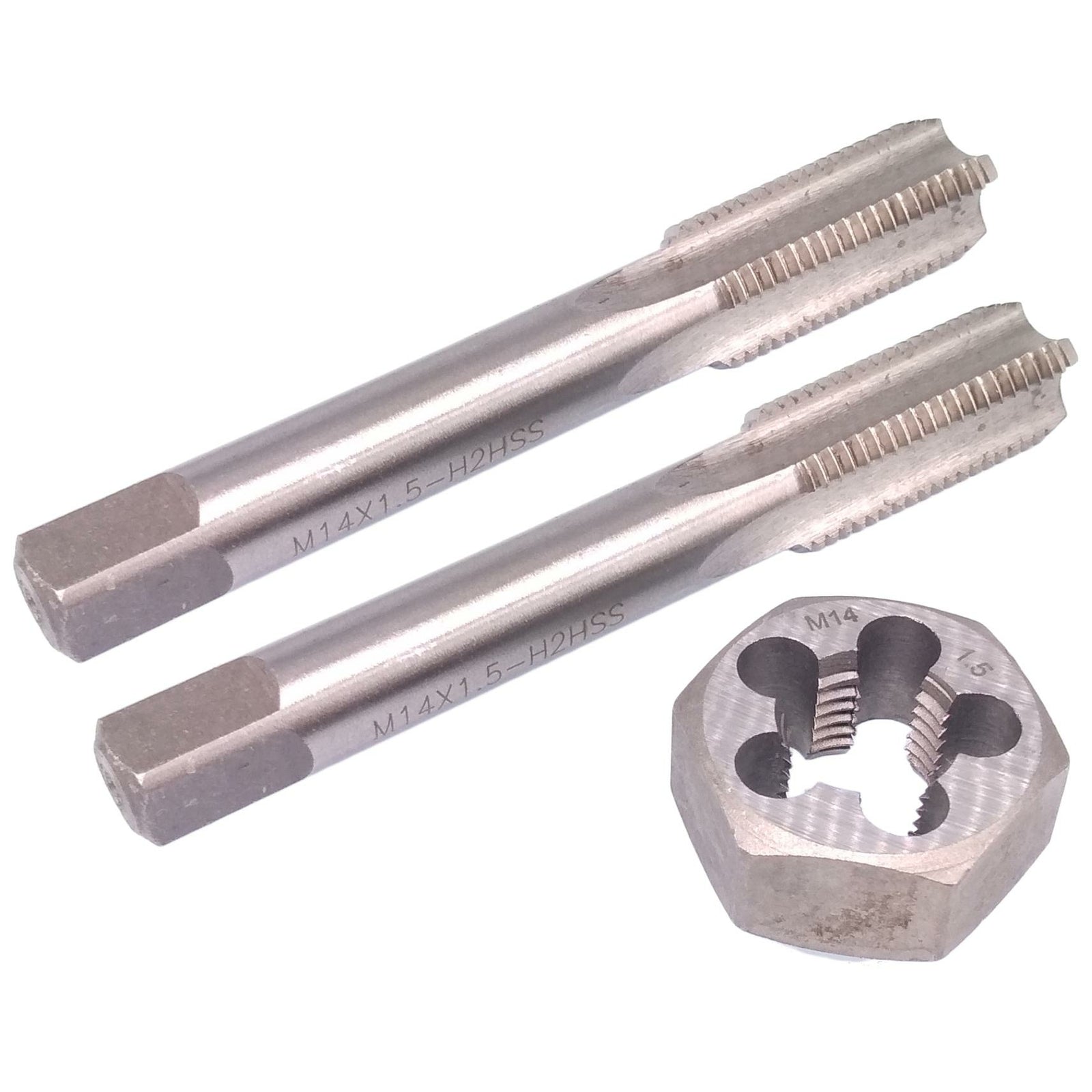 HSS M14 x 1.5mm Taper & Plug Tap & 14x1.5mm Hexagon Die Metric Thread Right Hand
