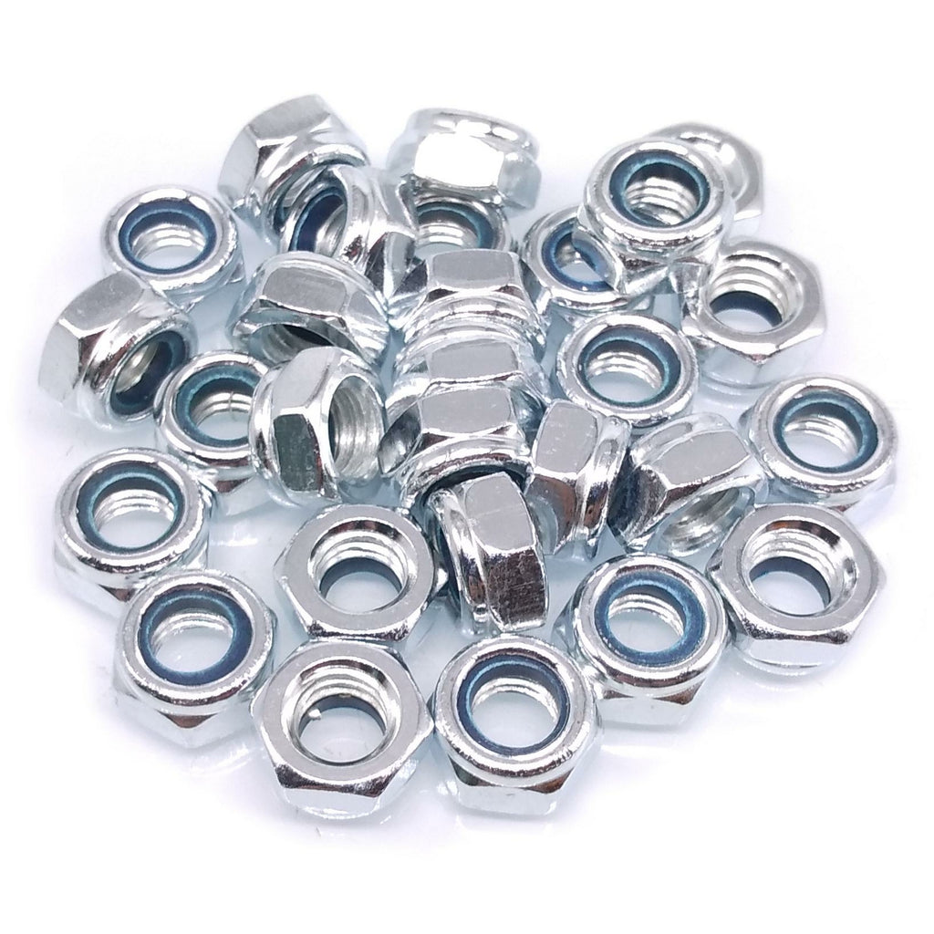 200x M8 x 1.25mm Self-Locking Nylon Insert Hex Nuts Zinc plated Carbon Steel