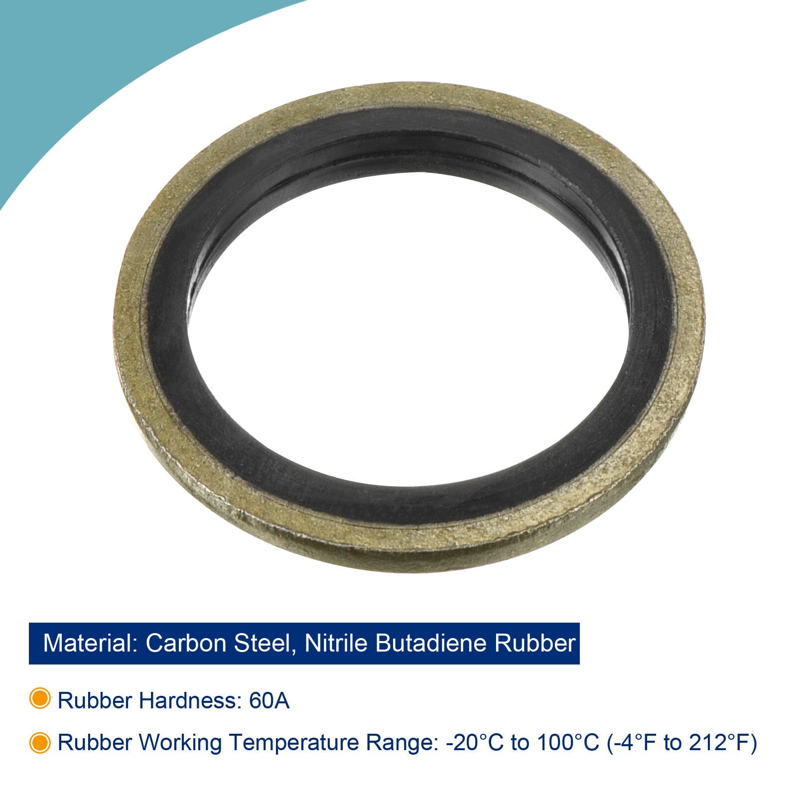 10pcs M18 24.5x18x2mm Bonded Sealing Washer Carbon Steel Nitrile Rubber Gasket