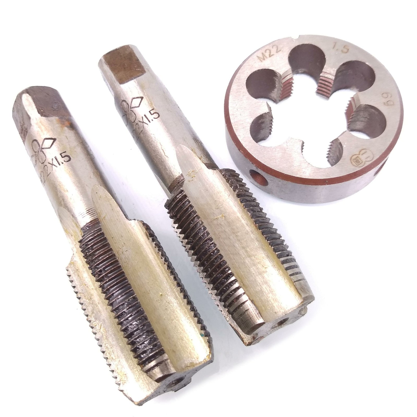 AU Stock HSS M22x1.5 Taper & Plug Tap & M22 x 1.5mm Die Metric Thread Right Hand
