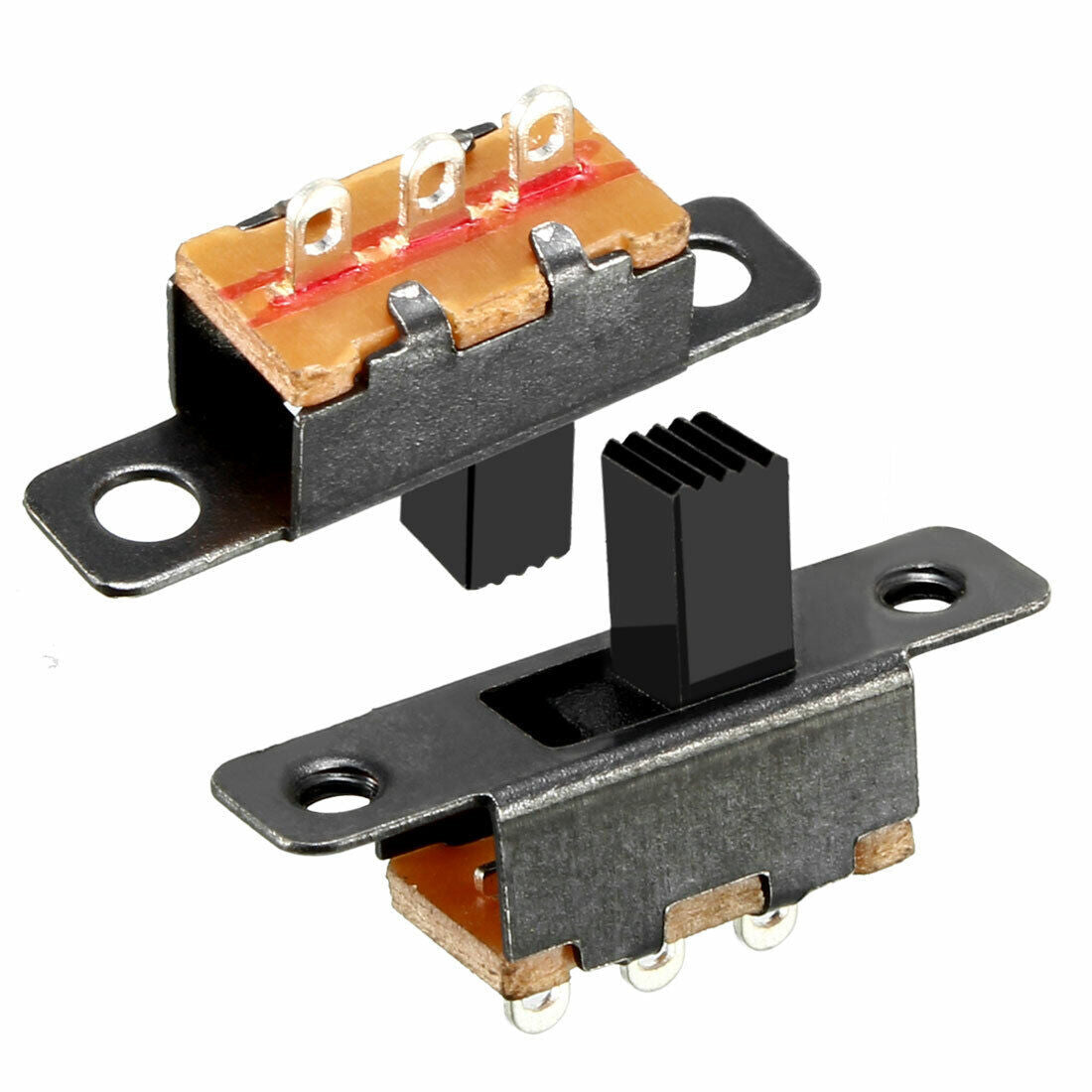50pcs Vertical Slide Switch SPDT 3 Clamps PCB Panel Locking 5mm