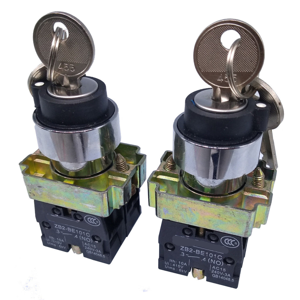 US Stock 2pcs XB2-BG33 Maintained Key 2N/O Select Selector Switch 3-Positions
