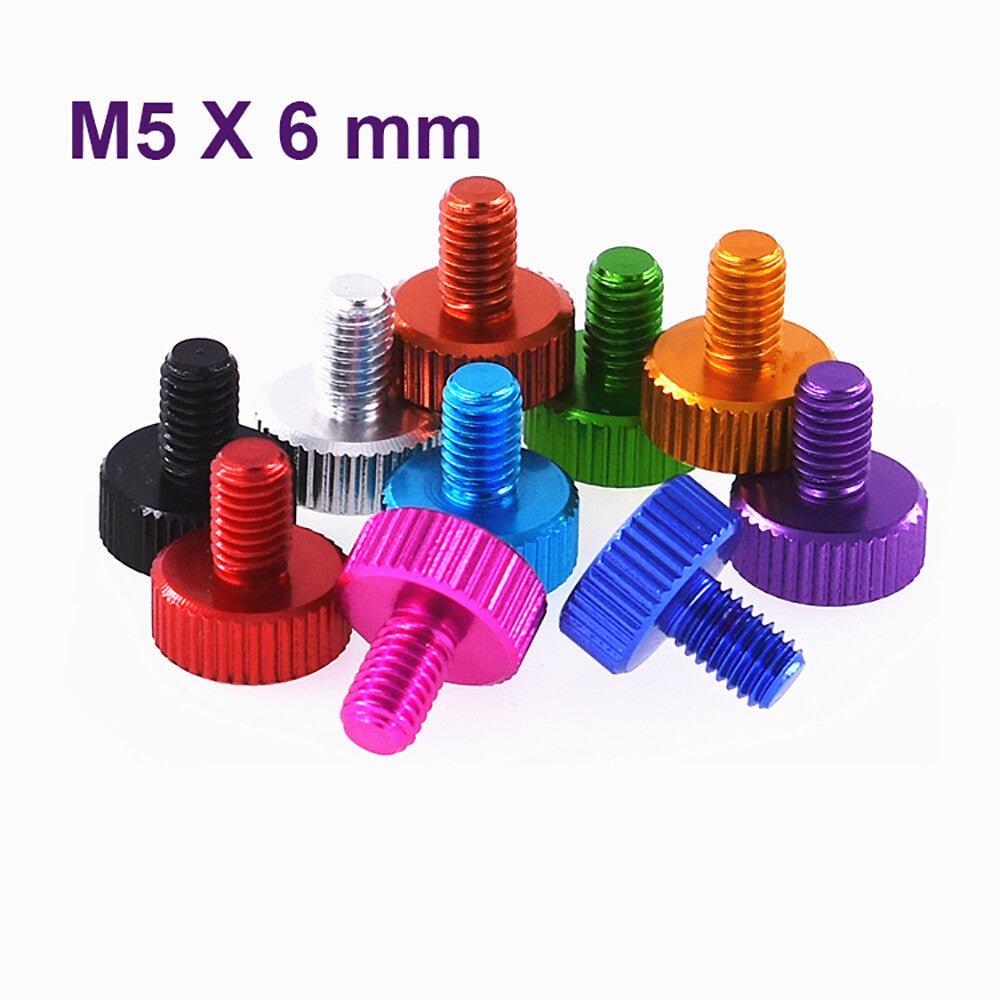 10xAluminum Alloy Knurled Thumb Screws M5x6 Hand Twist Grip Bolt Flat Head Ø12x5