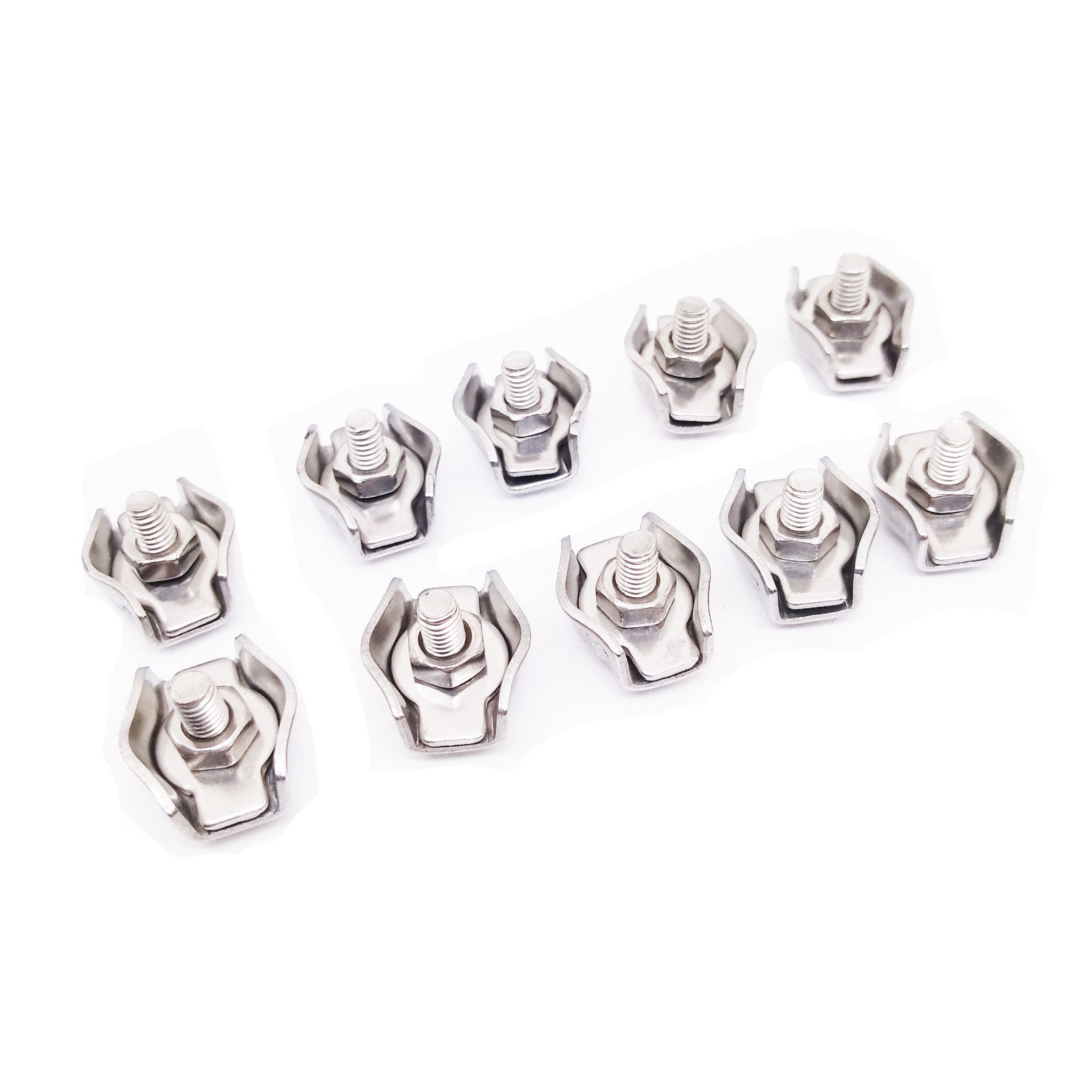 US Stock 10pcs 3mm 304/A2 Stainless Steel Wire Rope Simple Grip Cable Clamp