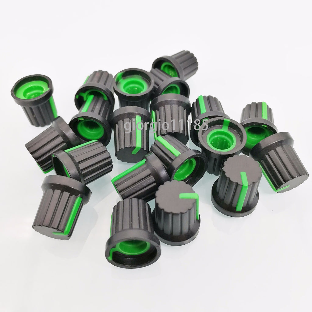 US Stock 20pcs Hi-Fi CD Volume Tone Control Potentiometer Knob 6mm Black Green