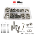 M2.5 SUS304 Allen Hexagon Hex Socket Cap Head Screw Bolt Nut Washer Set Kit