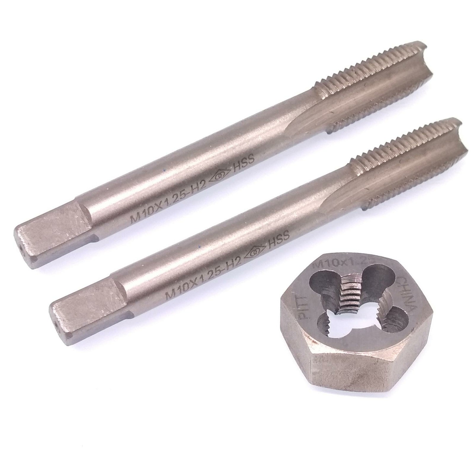 HSS M10 x 1.25mm Taper & Plug Tap & M10x1.25mm Hexagon Die Metric Right Hand Set