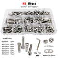 M5 SUS304 Allen Hexagon Hex Socket Cap Head Screw Bolt Nut Washer Set Kit