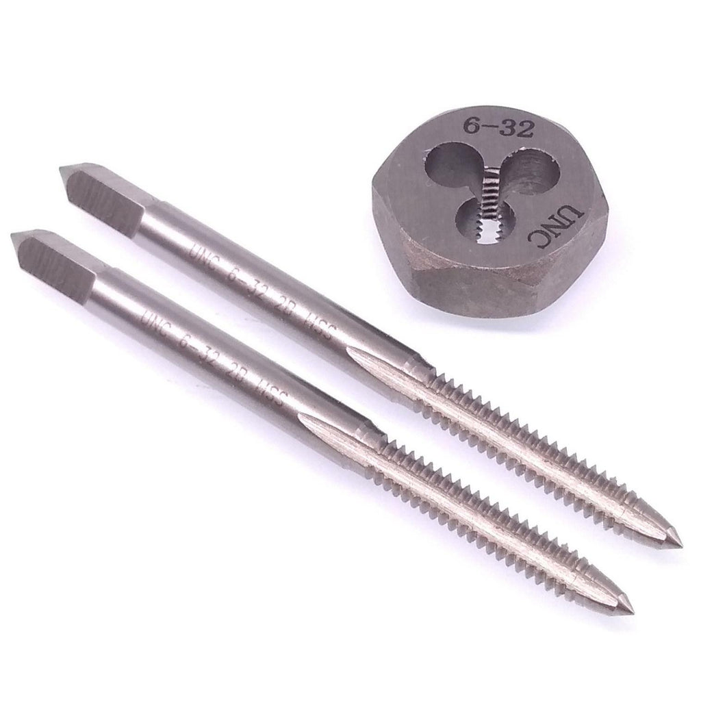 HSS 6-32 Taper & Plug Tap & 6-32 Hexagon Die Thread Right Hand Set