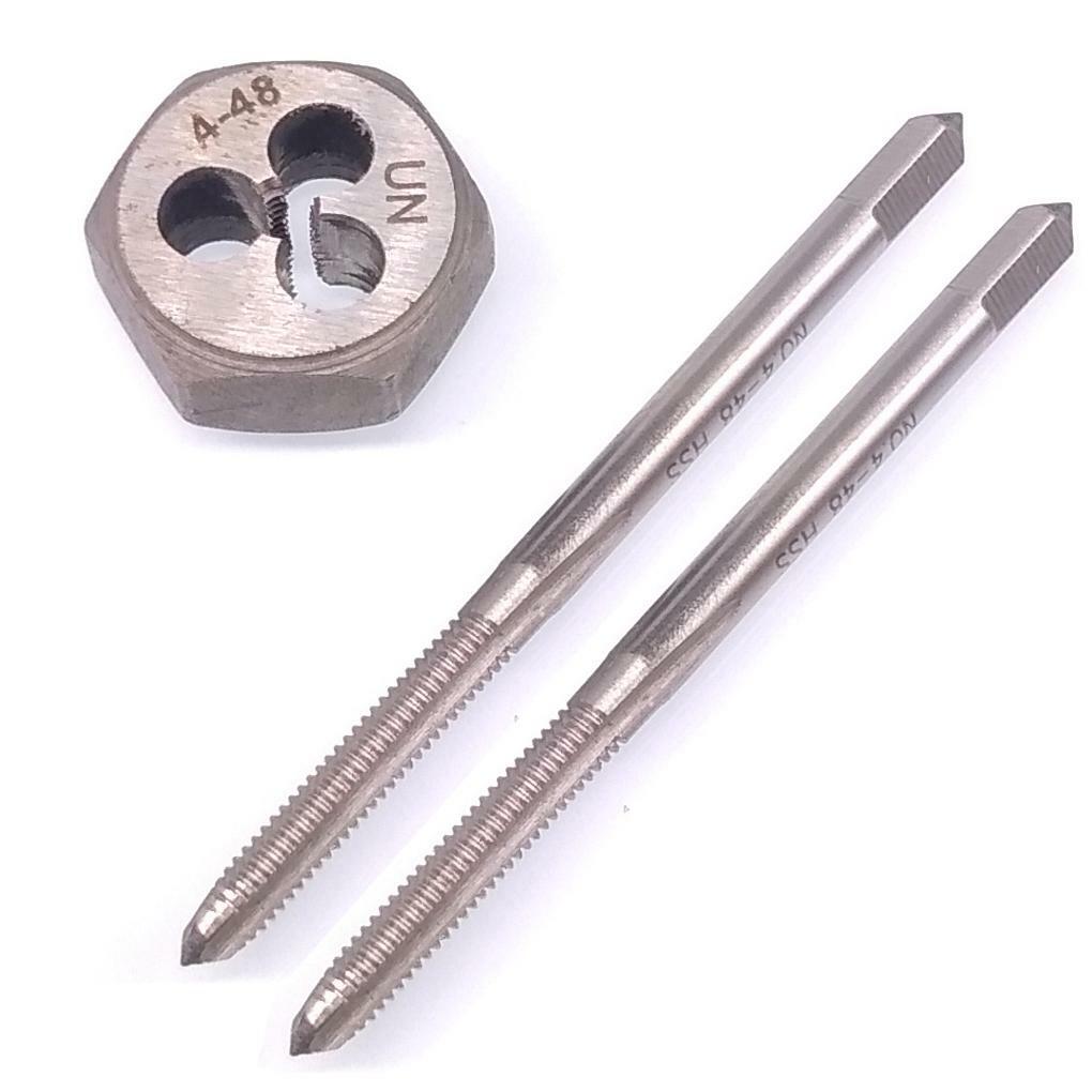 HSS 4-48 Taper & Plug Tap & 4-48 Hexagon Die Thread Right Hand Set