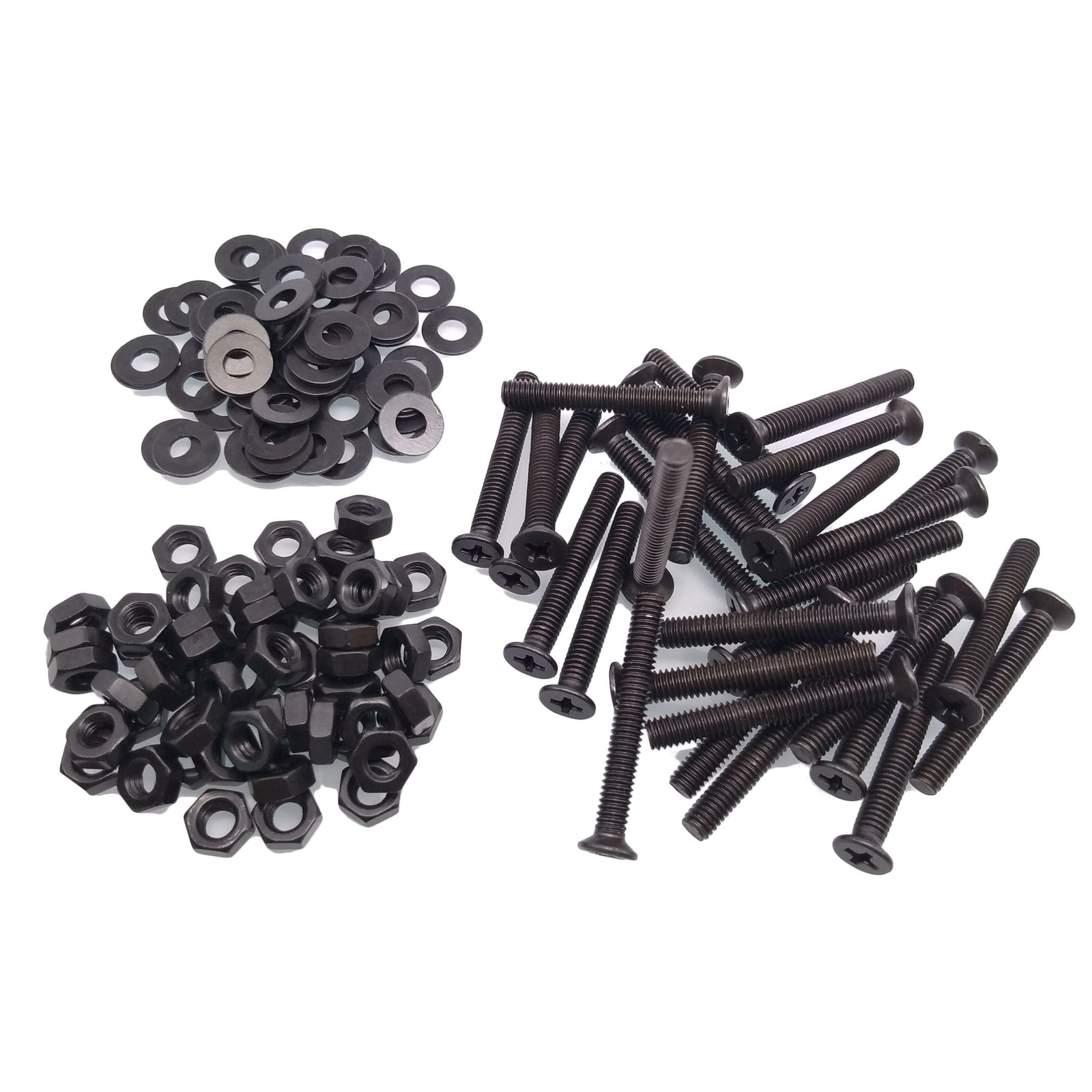 200pcs M4 x 30mm Flat Head Black Screws with Nuts Washers