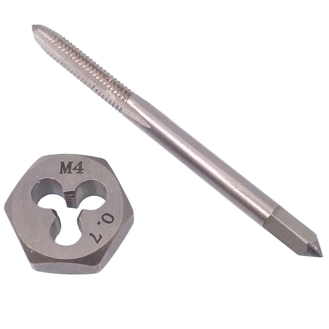 US Stock HSS M4 x 0.7mm Tap & 4 x 0.7mm Hexagon Die Metric Thread Right Hand Set
