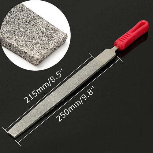 10'' 250mm 120 Grit Alloy Long Diamond Coated Flat File Filing Stone Thick 5mm