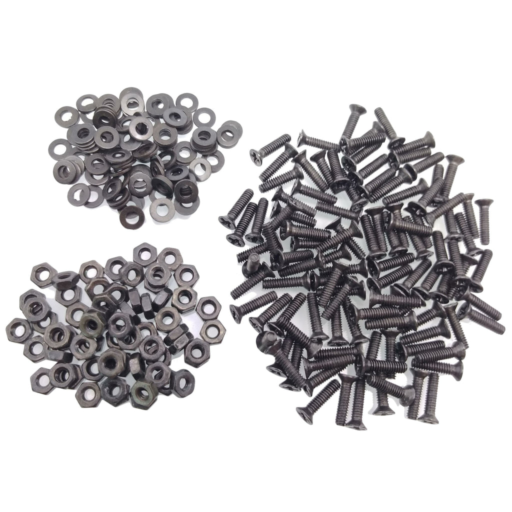 500pcs M2 x 10mm Flat Head Black Screws with Nuts Washers