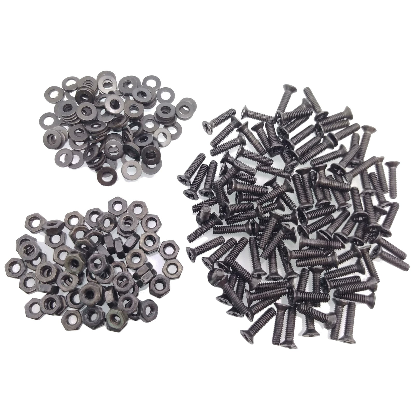 500pcs M2 x 10mm Flat Head Black Screws with Nuts Washers