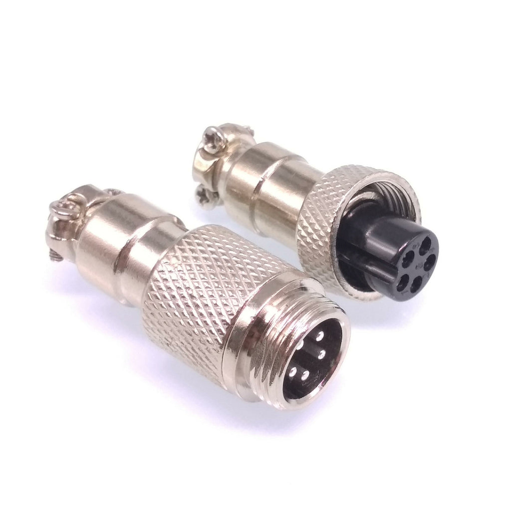 2Sets GX12 5Pin 12mm Panel Mounting Metal Aviation Connector Plug + Socket
