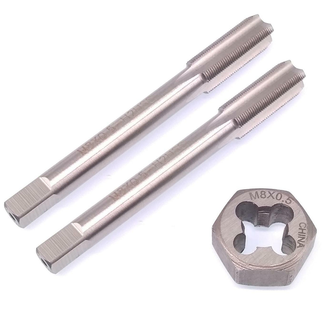 HSS M8 x 0.5mm Taper & Plug Tap & M8x0.5mm Hexagon Die Metric Thread Right Hand