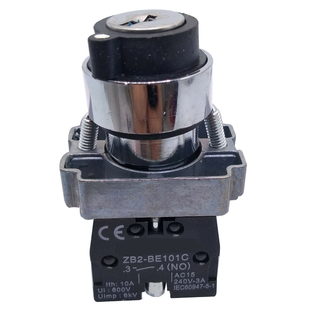 US Stock 2pcs XB2-BG21 2 Position N/O Locked Key Operated Selector Switch