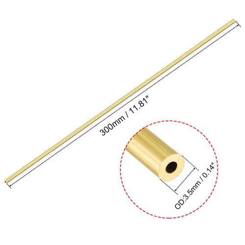 1pc Brass Round Tube 300mm Length 3.5mm OD 1mm Wall Thickness Pipe Tubing