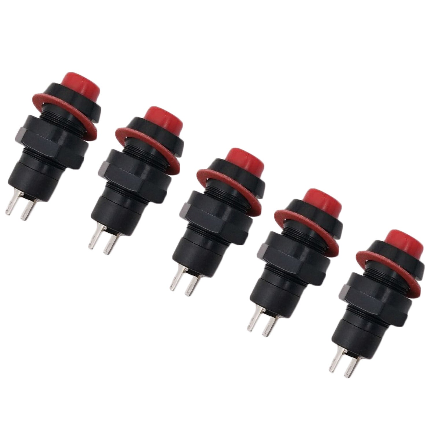 US Stock 5pcs Maintained ON/OFF SPST Lock Push Button Switch Red DS-211