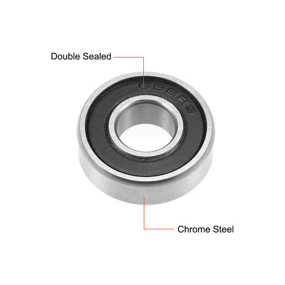 2pcs 698-2RS Ball Bearing 8x19x6mm Double Sealed ABEC-3 Bearings