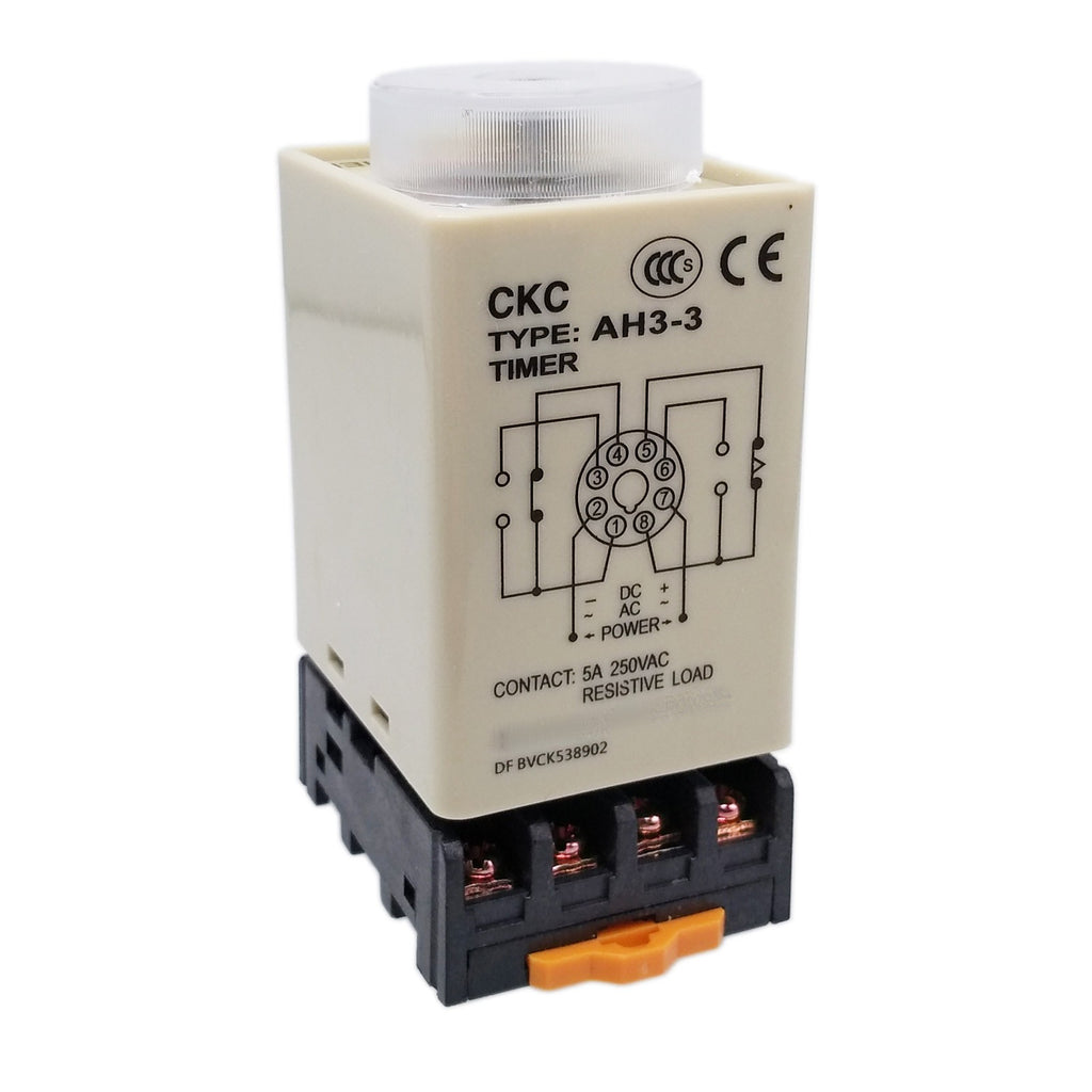US Stock AH3-3 0-60 Minutes 8 Pin Housing Delay Timer Time Relay 110VAC + Base