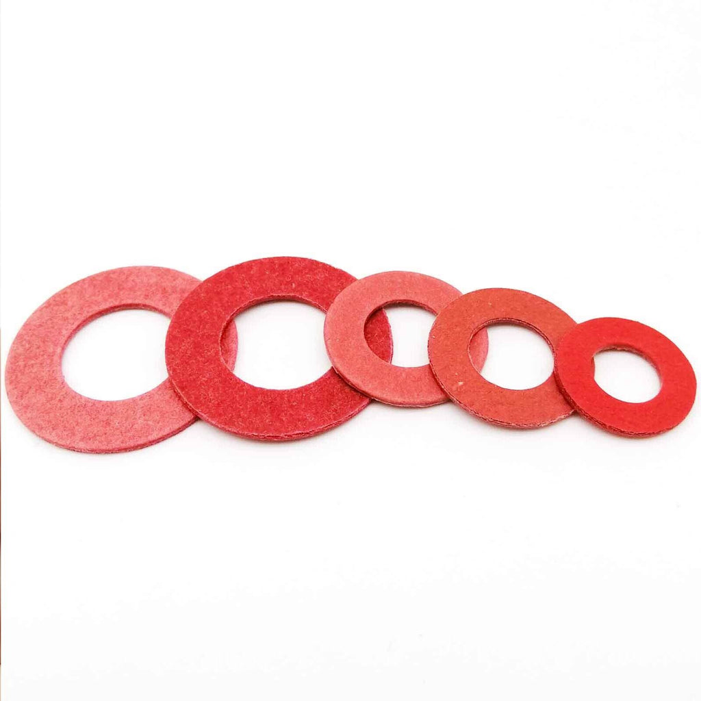 415pcs M2-M8 Red Steel Paper Flat Washer Plain Insulation Gasket Kit Set
