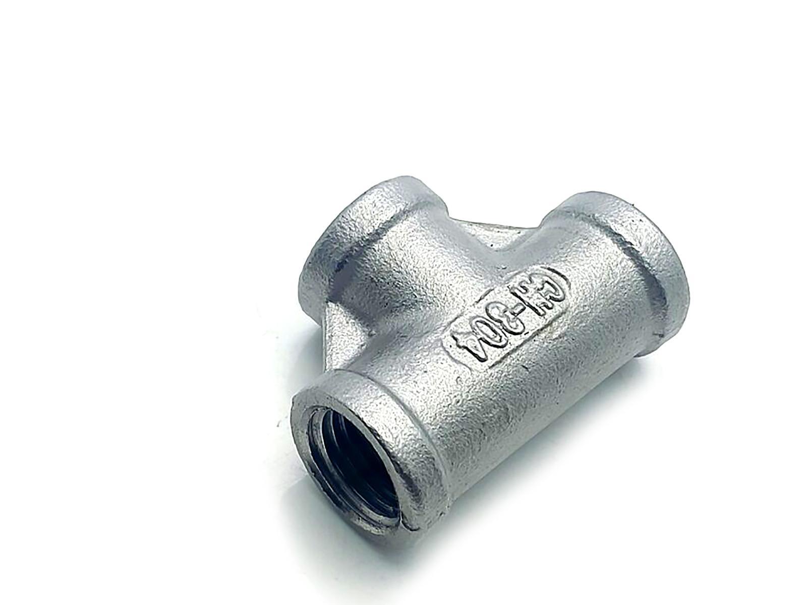 US Stock 2pcs 1/4" Tee T 3 way Female 304 SS Threaded Connector Pipe Fitting NPT