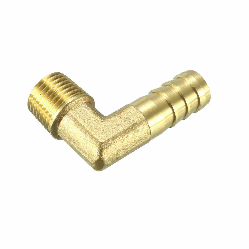 Brass Barb Hose Fitting 90 Degree Elbow 10mm Barbed x 1/4 PT Male Pipe