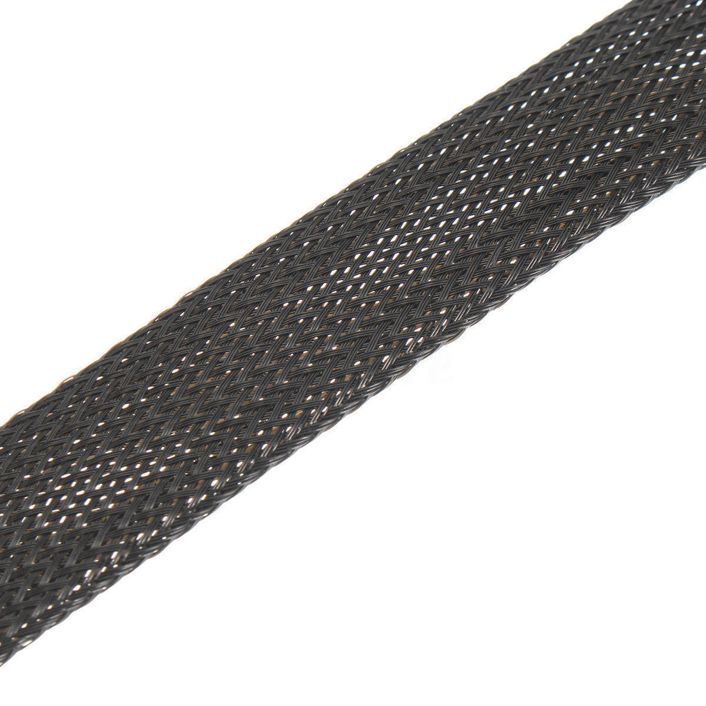 Black Braided PET Expandable Sleeve Cable Wire Sheath Mesh Loom 16mm x 1m