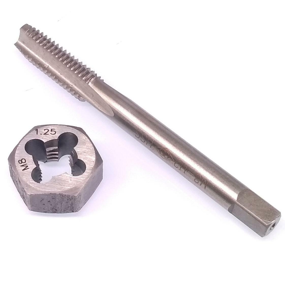 US Stock HSS M8 x 1.25mm Tap & 8x1.25mm Hexagon Die Metric Thread Right Hand Set