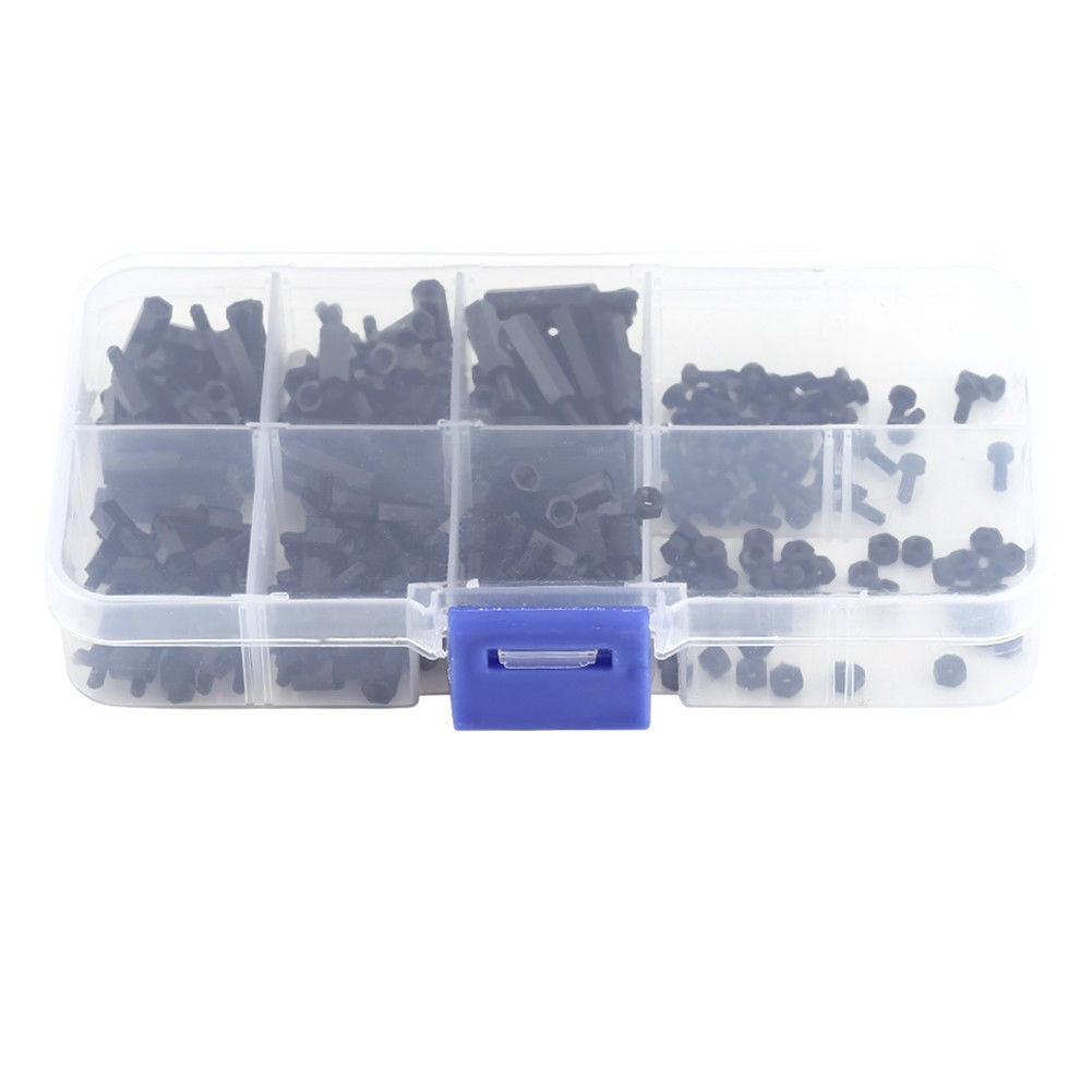 250Pcs Plastic Nylon M2 Hex Column Standoff Spacer Screw Nut male-female set