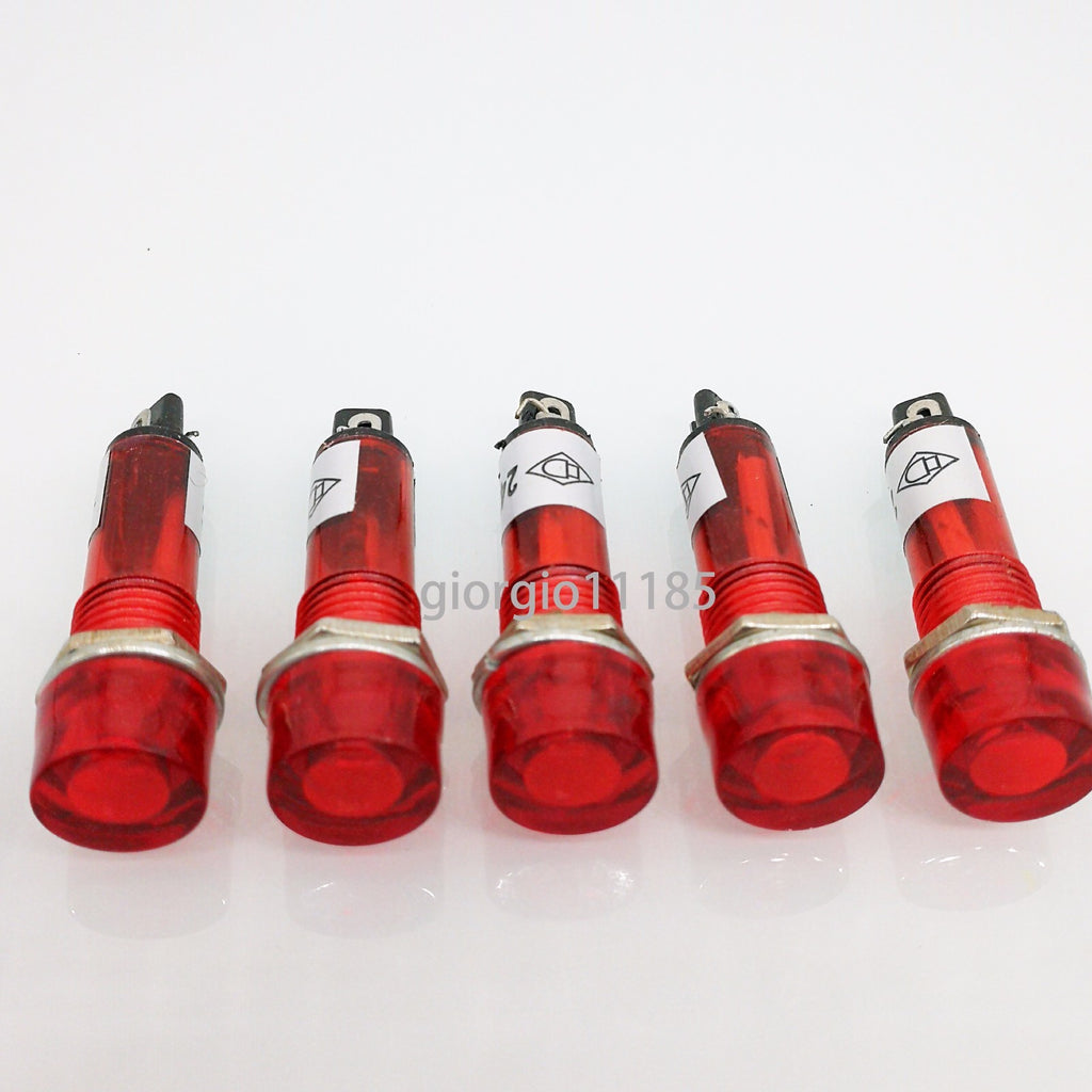 US Stock 5pc Red XD10-3 24V DC 10mm Power Signal Indicator Light Mini Pilot Lamp
